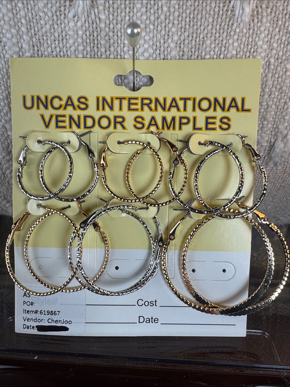 0794-Uncas International Two-Tone Textured Hoop Earring Set - Gold & Silver